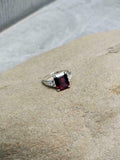 1.66ct Engagement Ring Emerald Cut Pink Ruby Diamond Petite 14k WhiteGold Finish