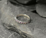 1ct Wedding Band Round Cut Purple Amethyst Half Eternity 14k White Gold Finish