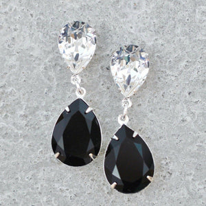 3.5ct Pear Cut Black Diamond Elegant Tear Drop Earrings 14k White Gold Finish