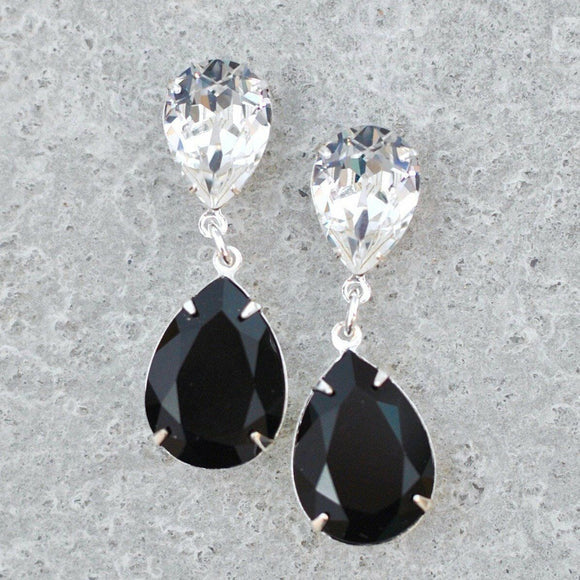 3.5ct Pear Cut Black Diamond Elegant Tear Drop Earrings 14k White Gold Finish