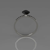 1.6ct Oval Cut Black Diamond Round Accents Solitaire Ring 14k White Gold Finish