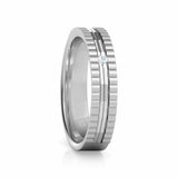 0.2ct Wedding Ring Band Round Cut Diamond Ribbed 14k White Gold Finish