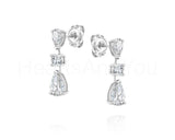 2ct Pear Cut Simulated Diamond Anniversary Drop Earrings 14k White Gold Plated