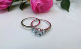 2ct Round Cut Blue Aquamarine Engagement Ring 14k White Gold Finish Bridal Set