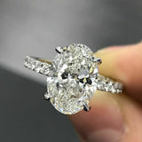 2Ct Oval Cut Diamond Elegant Solitaire Engagement Ring 14K White Gold Finish