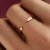 Dainty Open Stackable Wedding Band 0.12ct Round Cut Diamond 14k Rose Gold Finish