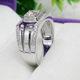 4ct Round Diamond Accent Solitaire Men Engagement Ring 14k White Gold Finish