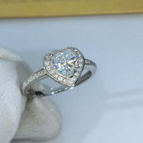 2ct Heart Cut VVS1D Diamond Halo Solitaire Engagement Ring 14k White Gold Finish