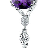 2.5Ct Pear Cut Purple Amethyst Diamond Long Drop Pendant 14K White Gold Finish