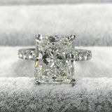 2Ct Radiant Diamond Solitaire with Accents Engagement Ring 14K White Gold Finish