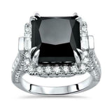 7Ct Princess Cut Black Diamond Queens Vintage Cocktail Ring 14K White Gold Over