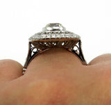 6Ct Cushion Cut Diamond Milgrain Vintage Mesh Cocktail Ring 14K White Gold Over