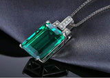 3ct Green Emerald Cut Pendant Geometric 14k White Gold Finish NO CHAIN