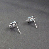 1.6ct Stud Earrings Oval Cut Blue Topaz Heart Knot Design 14k White Gold Finish