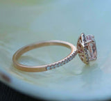 2.4ct Engagement Ring Oval Cut Peach Morganite Diamond Halo 14k Rose Gold Finish