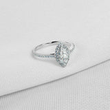 1.8ct Marquise Cut Diamond Halo Solitaire with Accent Ring 14k White Gold Finish