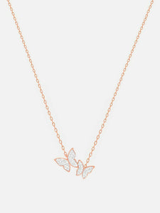 0.8ct Diamond Pendant with Chain Round Cut Dual Butterfly 14k Rose Gold Finish