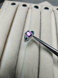 2.1ct Engagement Ring Emerald Cut Purple Amethyst Halo 14k White Gold Finish