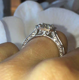 2ct Asscher Diamond Vintage Milgrain Filigree Solitaire Ring 14k White Gold Over