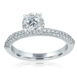 1.52ct Round Diamond Engagement Ring Hidden Halo Solitaire 14k White Gold Finish