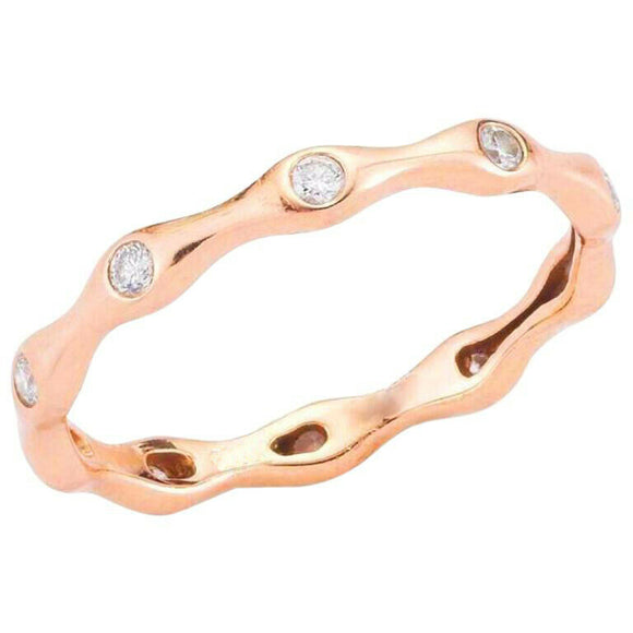 0.3ct Round Cut VVS1D Diamond Wedding Ring Band Stackable 14k Rose Gold Finish