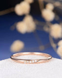 0.2ct Round Cut Diamond Wedding Band Anniversary Minimalist 14k Rose Gold Finish