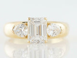 3ct Emerald Cut Diamond Engagement Ring Pear Accents Trilogy 14k YellowGold Over