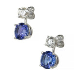 1.2ct Round Cut Blue Tanzanite Solitaire Dangle Earrings 14k White Gold Finish