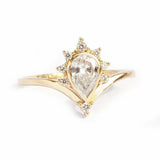 1.2ct Pear Cut Diamond Engagement Ring Princess Crown Unique 14k YellowGold Over