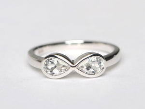 1.2ct Engagement Ring Pear Cut Diamond Infinity Design 14k White Gold Finish