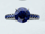 1ct Round Cut Blue Sapphire Milgrain Vintage Engagement Ring 14k White Gold Over