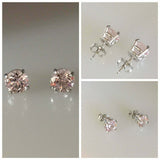 2.4ct Round Cut Morganite Classic Solitaire Stud Earrings 14k White Gold Finish