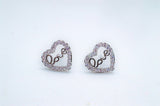 0.6ct Round Cut Moissanite Open Heart Shape Stud Earrings 14k White Gold Plated