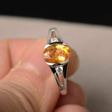 1ct Oval Cut Yellow Citrine Trilogy Wedding Engagement Ring 18k WhiteGold Finish