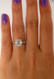 3.9Ct Cushion Cut Diamond Baguette Accents Engagement Ring 14K White Gold Finish