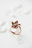 0.25ct Round Cut Diamond Engagement Ring Flower Statement 14k Rose Gold Finish