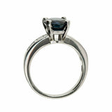 2ct Round Cut Blue Sapphire Engagement Ring Diamond Accents 14k White Gold Over