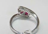 2ct Engagement Ring Round Cut Pink Ruby Two Stone Bypass 14k White Gold Finish