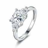 2ct Princess Diamond Engagement Ring Trillion Accent Trilogy 14k White Gold Over