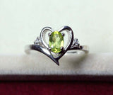 1ct Engagement Ring Oval Cut Peridot Bypass Style Heart 14k White Gold Finish