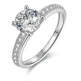 2ct Round Cut Diamond Engagement Ring Solitaire with Accent 18k WhiteGold Finish