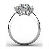 1ct Round Cut VVS1 Diamond Flower Cluster Engagement Ring 14k White Gold Finish