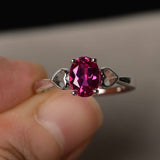 1ct Oval Cut Pink Ruby Promise Solitaire Engagement Ring 14k White Gold Finish