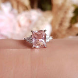 2ct Cushion Cut Peach Morganite Engagement Ring 14k White Gold Finish Solitaire