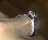 2ct Emerald Cut Diamond Round Accent Halo Engagement Ring 14k White Gold Finish