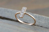 0.5ct Baguette Cut Diamond Engagement Ring 14k Rose Gold Finish Vertical Bar