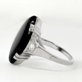 3ct Marquise Cut Black Diamond Art Deco Engagement Ring 14k White Gold Finish