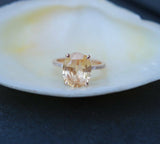 2ct Oval Cut Peach Morganite Diamond Accent Engagement Ring 18k Rose Gold Finish