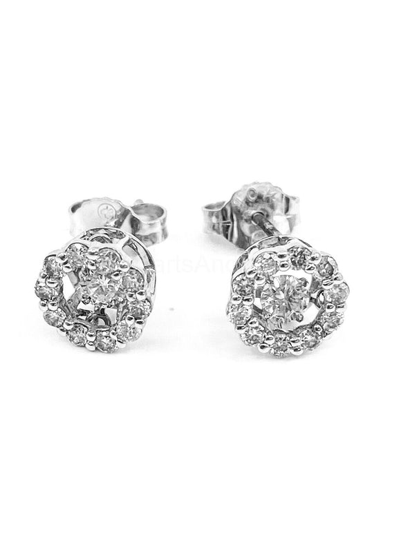 0.4ct Round Cut Moissanite Open Halo Stud Earrings Women 14k White Gold Plated