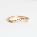 0.2ct Round Cut Diamond Wedding Band Ring 14k Rose Gold Finish Curved Minimalist